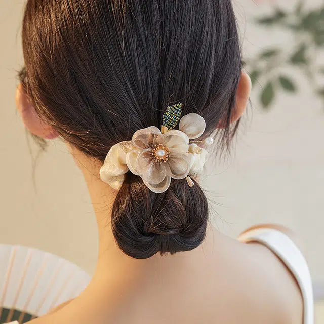 沂茹 雅致立体花朵 树脂珍珠布艺 肠圈发圈 女款