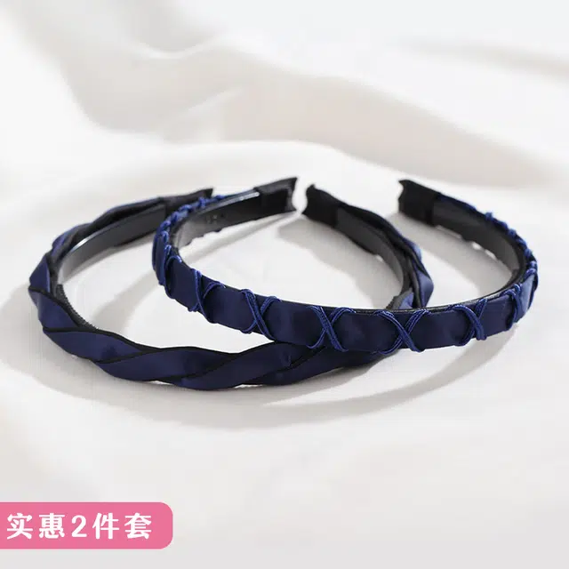 沂茹 藏蓝色韩风细款头饰轻奢风 布艺亚克力 发箍 女款