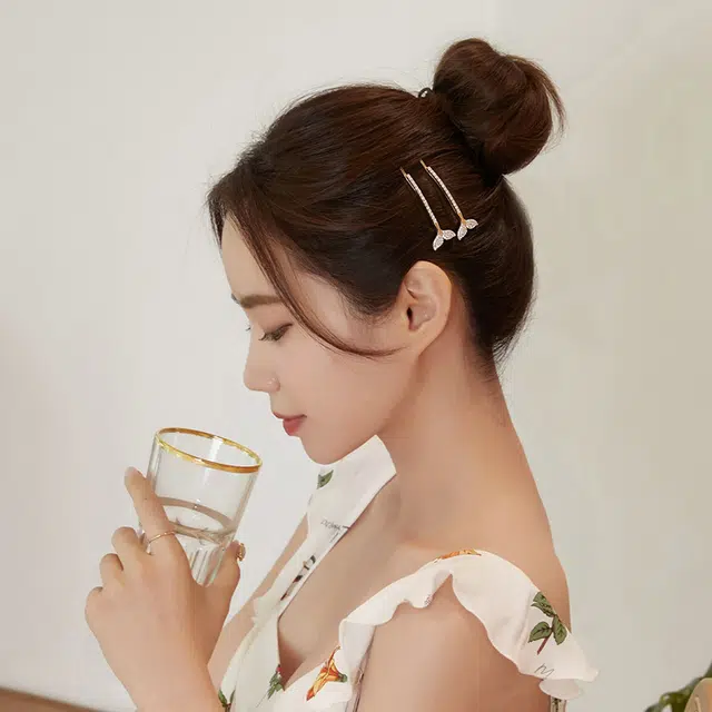 沂茹 轻奢气质闪耀时尚百搭温柔减龄甜美日常百搭闪钻美人鱼尾边夹 发夹 女款