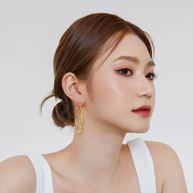 沂茹 欧美风简约菱边圆环耳环金属感耳圈金属感潮流百搭气质优雅高级感减龄首饰配饰耳饰