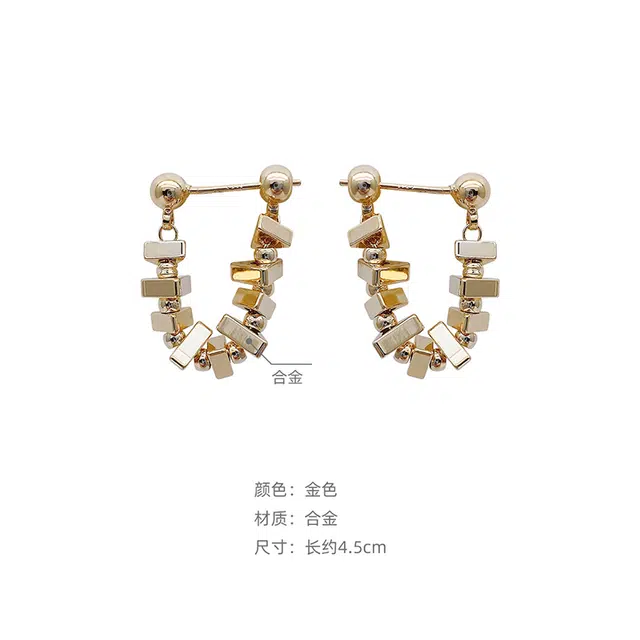沂茹 小方块碎银子耳环韩式高级感气质耳钉小众设计耳饰首饰配饰女