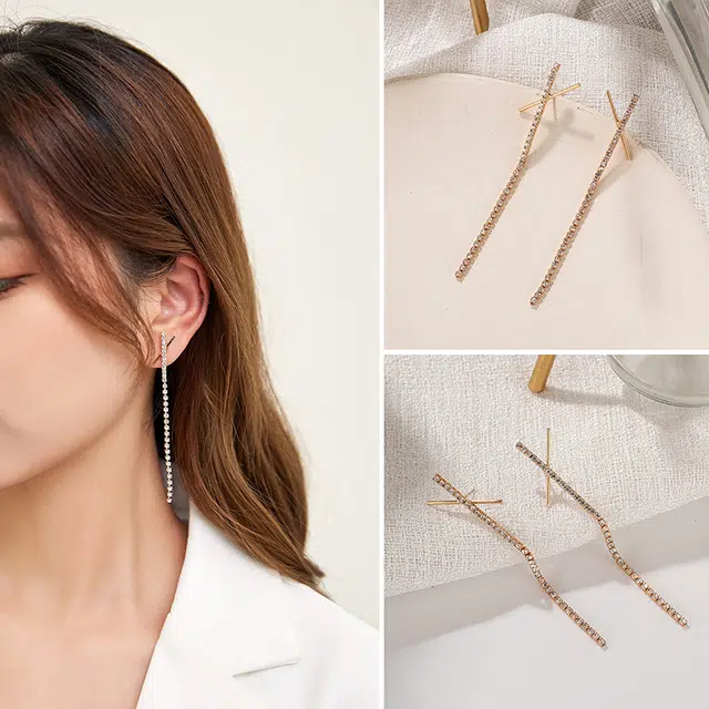 沂茹 流苏链设计 铜电镀 耳环 女款