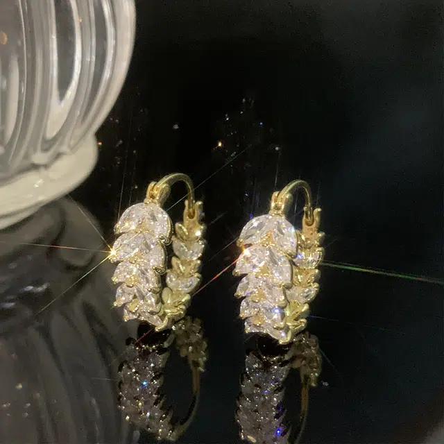 沂茹 时尚森系精致小众设计感轻奢金色麦穗几何小香风日常通勤百搭气质个性 铜合金 耳环 女款