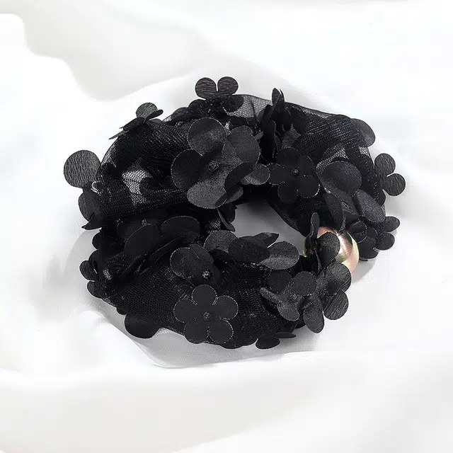 沂茹 韩风优雅立体蝴蝶蕾丝宽边 布艺串珠 发圈皮筋 女款