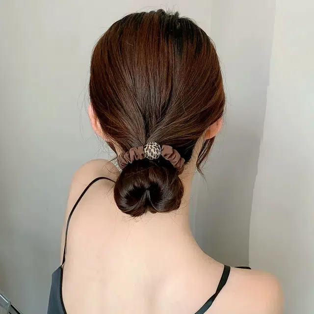 沂茹 豹纹圆珠小肠 高马尾扎发皮筋优雅可爱精致 甜美 发圈 女款