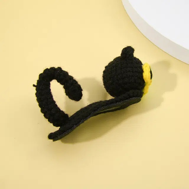 沂茹 秋冬款可爱百搭少女感十足猫咪毛线边夹韩国气质 布艺 发夹发卡刘海夹头饰发饰   女款