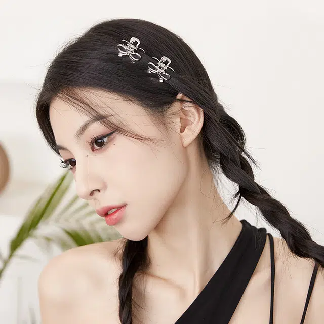 沂茹 少女精致高级气质小巧可爱镂空蝴蝶 白钻 发夹 女款