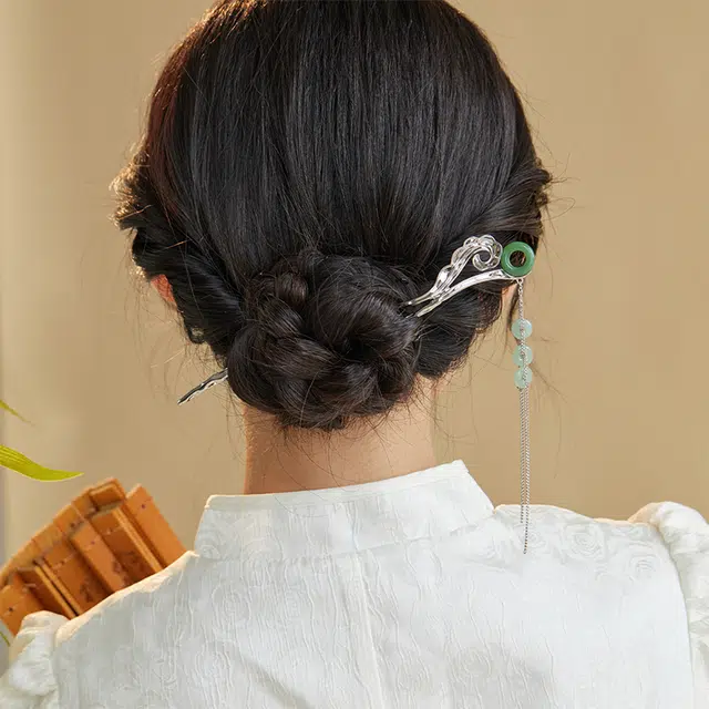 沂茹 新中式精致简约小众设计感祥云流苏#好运 合金 发簪 女款