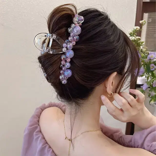 沂茹 人鱼泪高级感 亚克力 大号鲨鱼夹发夹 女款