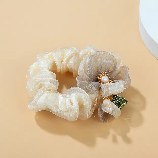 沂茹 雅致立体花朵 树脂珍珠布艺 肠圈发圈 女款