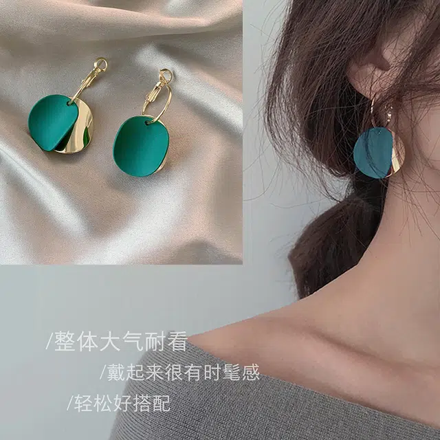 沂茹 时尚百搭衬肤白有质感首饰优雅气质日韩莫兰迪森系耳钉耳饰 合金 耳环 女款