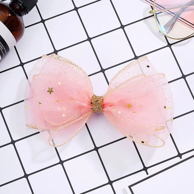 沂茹 甜美可爱豆蔻年华星星闪闪公主粉色黑色蝴蝶结顶夹张嘴夹边夹 发夹 女款