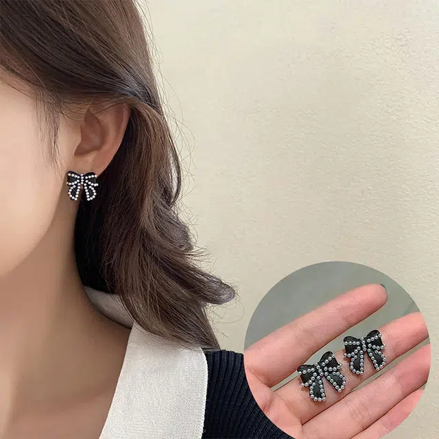 沂茹 气质小清新小蝴蝶结 合金 耳环 女款