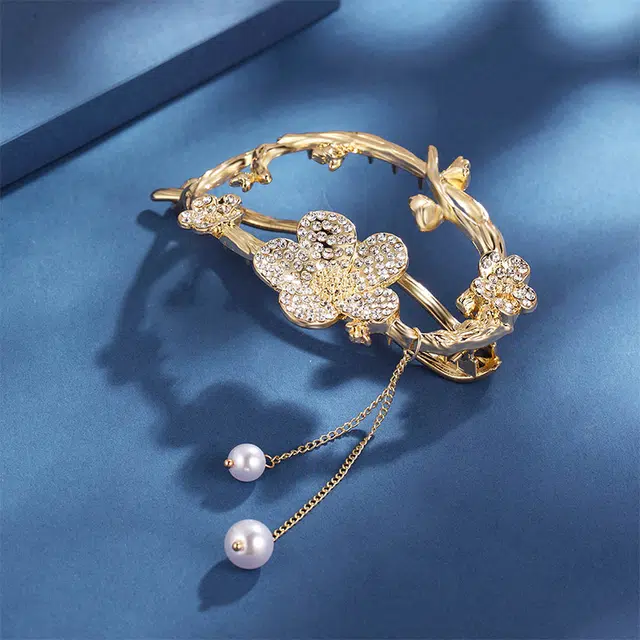 沂茹 镂空盘发发扣满钻花朵流苏后脑勺高级 发夹 女款