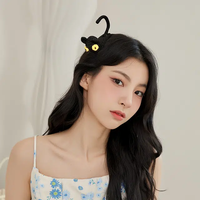 沂茹 秋冬款可爱百搭少女感十足猫咪毛线边夹韩国气质 布艺 发夹发卡刘海夹头饰发饰   女款