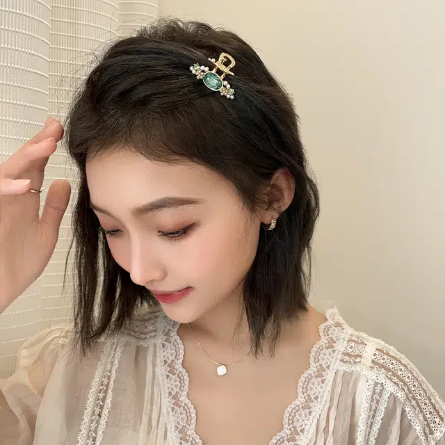 沂茹 轻奢盘发小发抓气质花朵半扎鲨鱼夹刘海束 优雅 可爱 发夹 女款