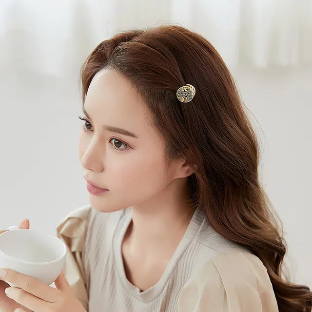 沂茹 小巧闪耀气质刘海夹边夹 发夹 女款 金灰色