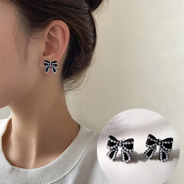 沂茹 气质小清新小蝴蝶结 合金 耳环 女款