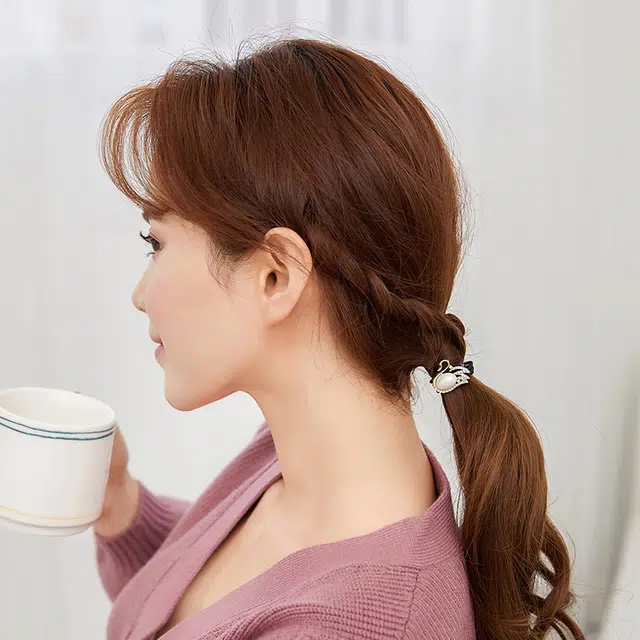 沂茹 优雅迷人天鹅造型 人造水晶圆珠 发圈 女款