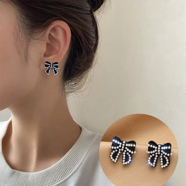 沂茹 气质小清新小蝴蝶结 合金 耳环 女款