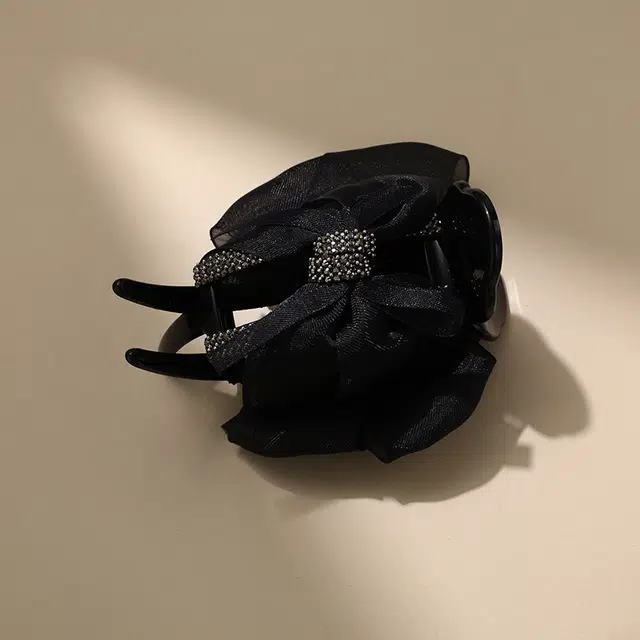 沂茹 高级感蝴蝶结鲨鱼夹子轻奢丸子头抓夹后脑勺布艺 仿水晶 配件发饰发夹 女款