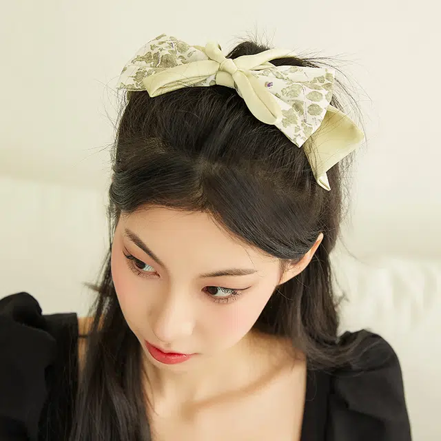 沂茹 小清新气质绿色碎花蝴蝶结高级感甜美后脑勺夹子 发夹 女款