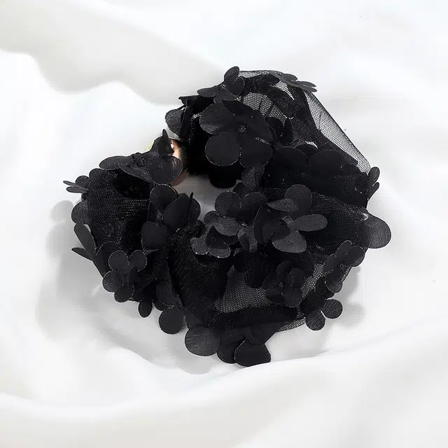 沂茹 韩风优雅立体蝴蝶蕾丝宽边 布艺串珠 发圈皮筋 女款