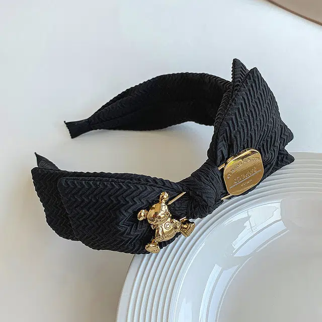 沂茹 公主氛围感精致可爱甜美 日常小巧发饰头饰黑色小熊蝴蝶结 发箍 女款