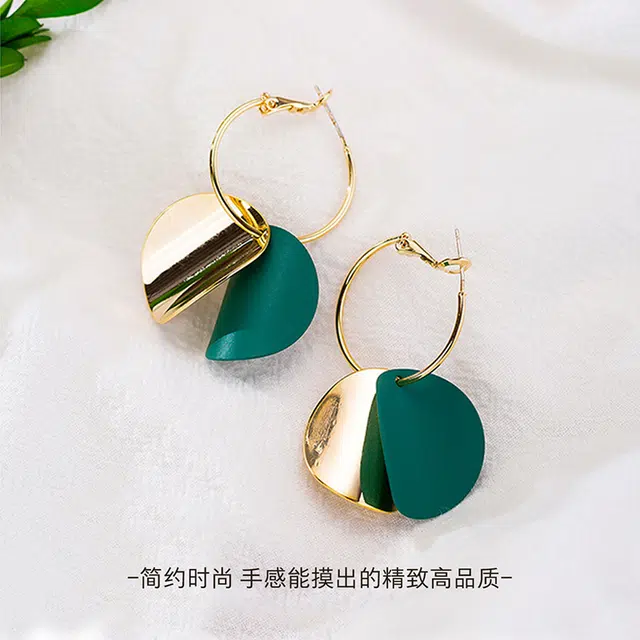 沂茹 时尚百搭衬肤白有质感首饰优雅气质日韩莫兰迪森系耳钉耳饰 合金 耳环 女款