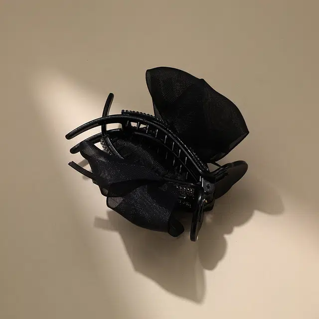 沂茹 高级感蝴蝶结鲨鱼夹子轻奢丸子头抓夹后脑勺布艺 仿水晶 配件发饰发夹 女款