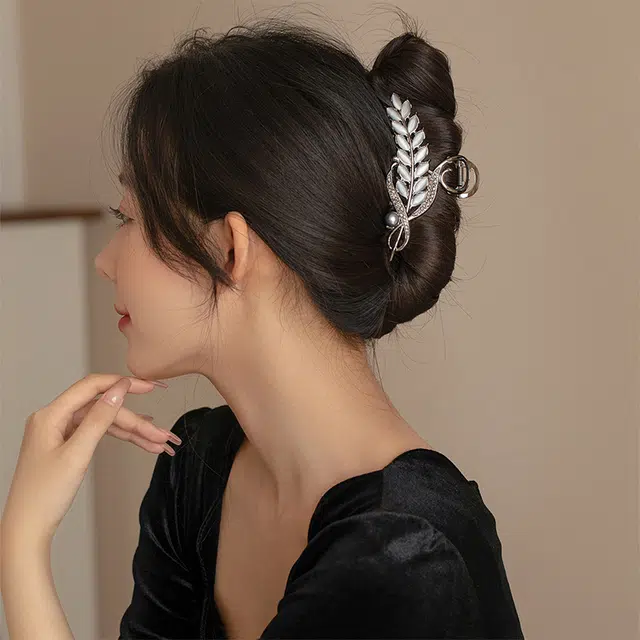沂茹 高级感麦穗抓夹大号优雅鲨鱼夹后脑勺发量多发夹发卡女款发饰配饰头饰