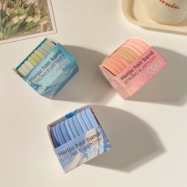 沂茹 简约气质盒装无接缝发圈扎马尾发绳高弹耐用运动盘发橡皮筋少女学生皮套发饰头饰