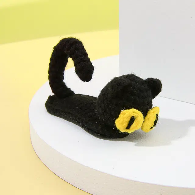 沂茹 秋冬款可爱百搭少女感十足猫咪毛线边夹韩国气质 布艺 发夹发卡刘海夹头饰发饰   女款