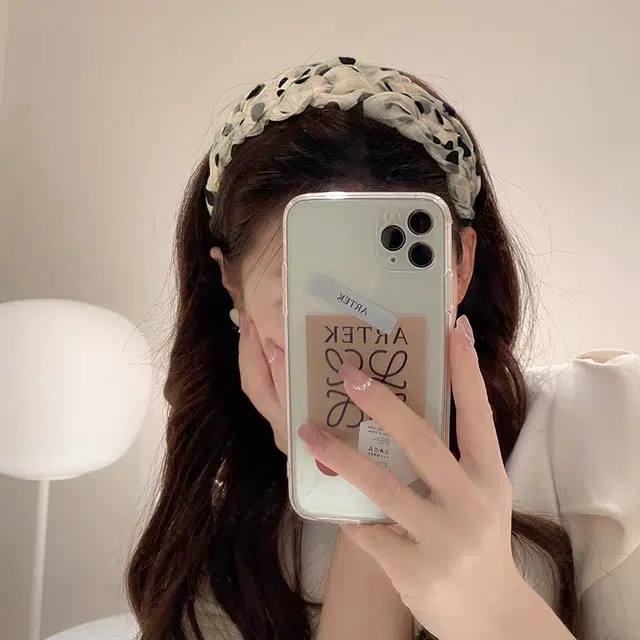 沂茹 杏色波点韩系发饰小众设计 布艺 发箍 女款