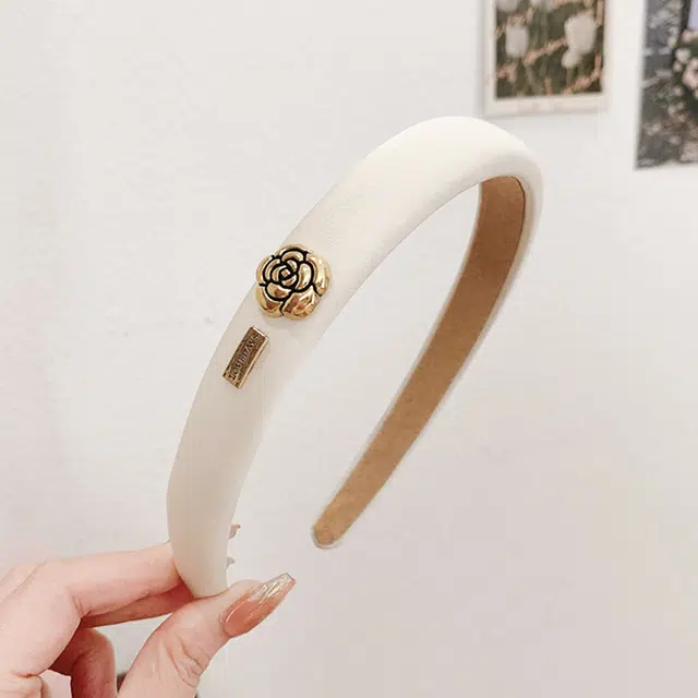 沂茹 气质公主少女感高贵减龄日常白色抹油玫瑰花海绵 发箍 女款