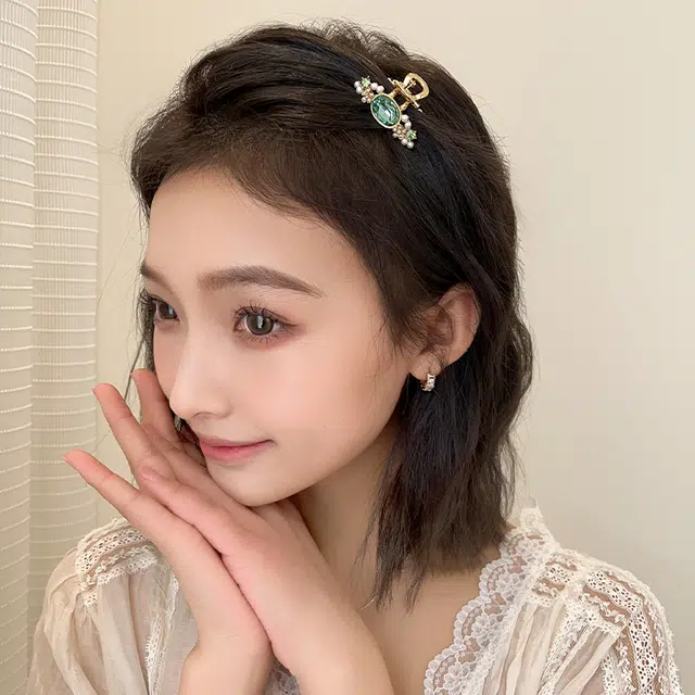 沂茹 轻奢盘发小发抓气质花朵半扎鲨鱼夹刘海束 优雅 可爱 发夹 女款