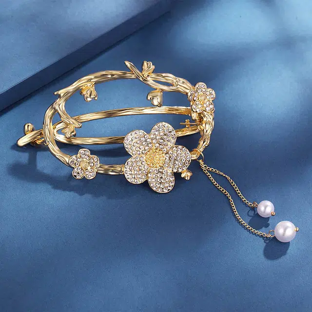 沂茹 镂空盘发发扣满钻花朵流苏后脑勺高级 发夹 女款