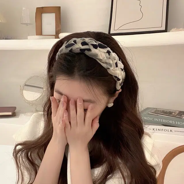 沂茹 杏色波点韩系发饰小众设计 布艺 发箍 女款