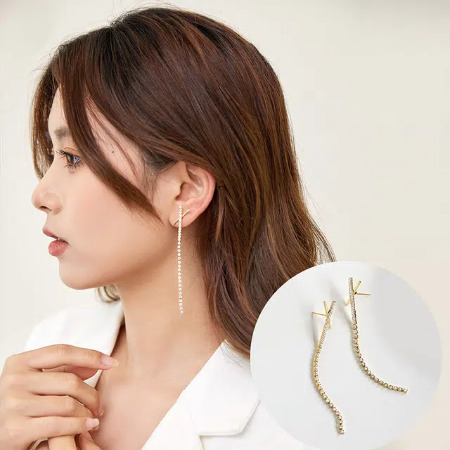 沂茹 流苏链设计 铜电镀 耳环 女款