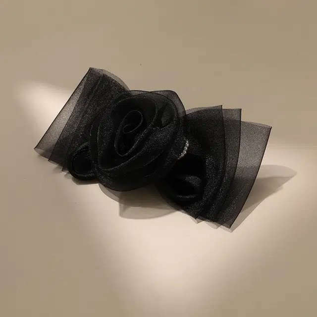 沂茹 法式优雅轻奢玫瑰高级感后脑勺盘发马尾夹 布艺 发夹一字夹发卡头饰发饰 女款
