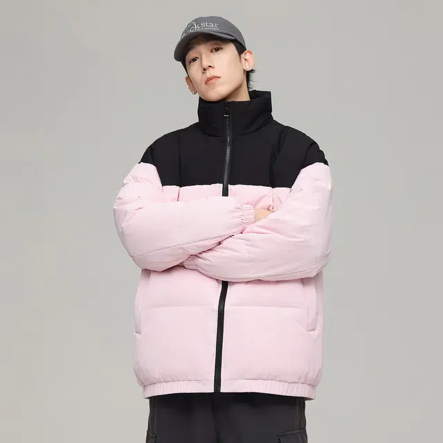 依文 经典暖冬系列简约防寒保暖宽松基础款休闲百搭立领拼色羽绒服 男女同款 白色