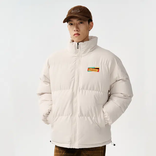 依文 面包服简约纯色休闲宽松防风防寒保暖加厚舒适百搭时尚设计感新元素棉服 男女同款 藏青色