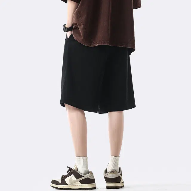 依文 美式潮流手掌织唛标阔季宽松舒适百搭个性户外运动舒适透气抽绳阔腿夏季五分裤休闲短裤 男女同款