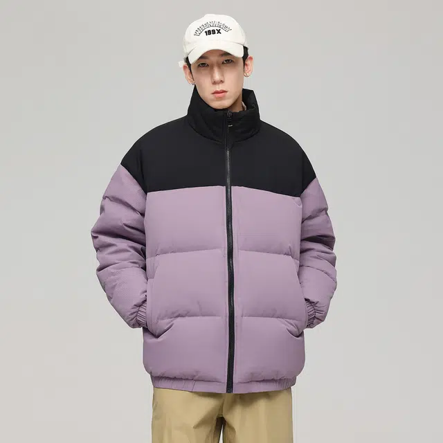 依文 经典暖冬系列简约防寒保暖宽松基础款休闲百搭立领拼色羽绒服 男女同款 白色
