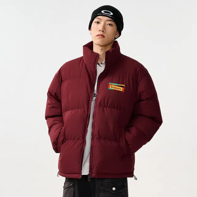 依文 面包服简约纯色休闲宽松防风防寒保暖加厚舒适百搭时尚设计感新元素棉服 男女同款 藏青色