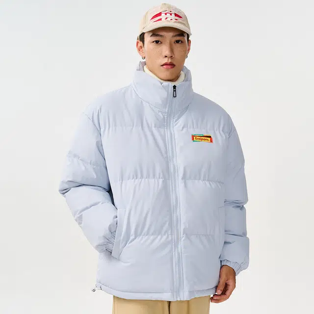 依文 面包服简约纯色休闲宽松防风防寒保暖加厚舒适百搭时尚设计感新元素棉服 男女同款 藏青色