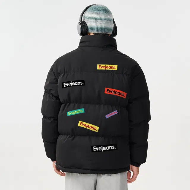依文 面包服简约纯色休闲宽松防风防寒保暖加厚舒适百搭时尚设计感新元素棉服 男女同款 藏青色