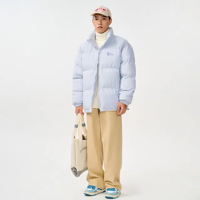 依文 经典基础款设计感简约高级感百搭立领宽松面包服美式慵懒风无性别穿搭保暖廓形棉服 男女同款
