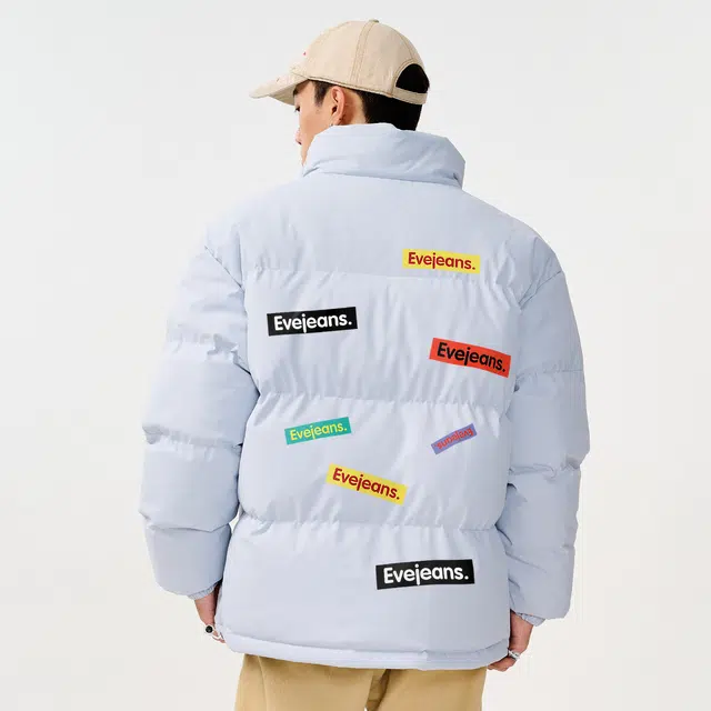 依文 面包服简约纯色休闲宽松防风防寒保暖加厚舒适百搭时尚设计感新元素棉服 男女同款 藏青色