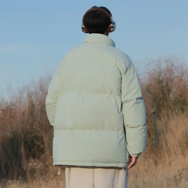 依文 简约高级感休闲百搭立领宽松面包服领口格纹中性风设计感无性别穿搭潮牌保暖廓形小众慵懒风棉服 男女同款